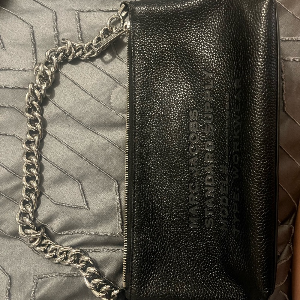 Marc Jacobs Black Belt Bag with Silver Chain